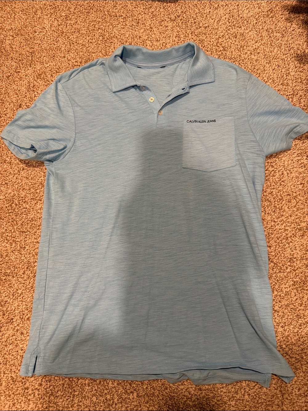 Calvin Klein Jeans Men's Pale Blue Pocket Polo